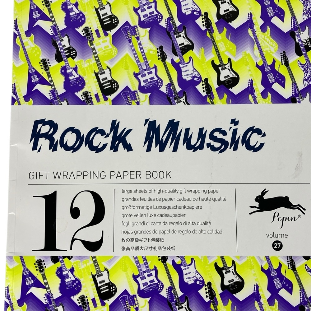 Pepin Rock Music Gift Wrapping Paper Book 10 sheets Electric Guitars Musician